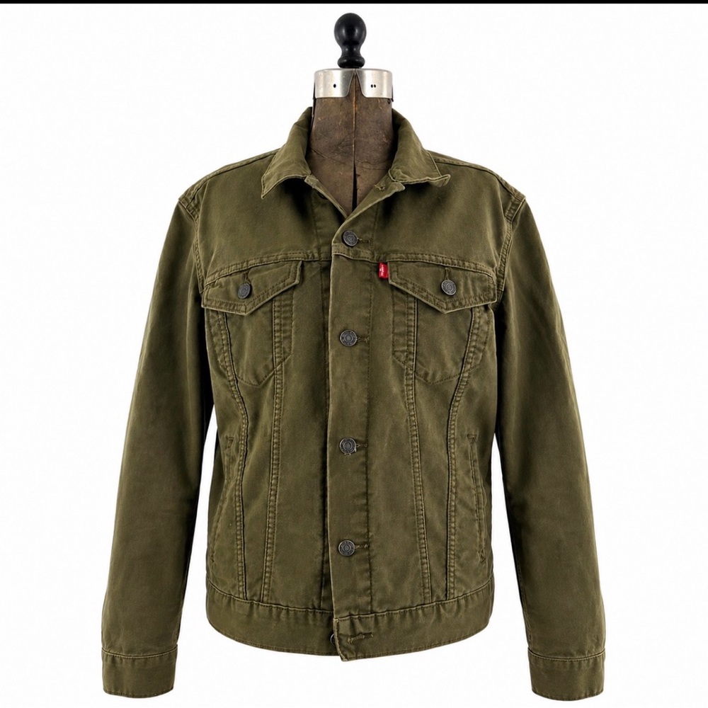 Levi’s Olive Green Trucker Jacket Men’s Medium Classic Denim Utility